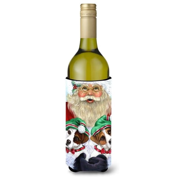 24 oz Jack Russell Christmas Santa Wine Bottle Hugger