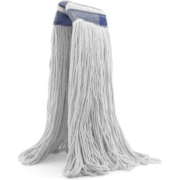 24 oz Loop-End Cotton String Mop Head, Heavy Duty String Mop Refills, 6 Inch Headband, Mop Head Replacement for Home, Industrial and Commercial Use(White)