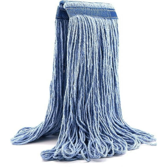 24 oz Loop-End Cotton String Mop Head, Heavy Duty String Mop Refills, 6 Inch Headband, Mop Head Replacement for Home, Industrial and Commercial Use(blue)