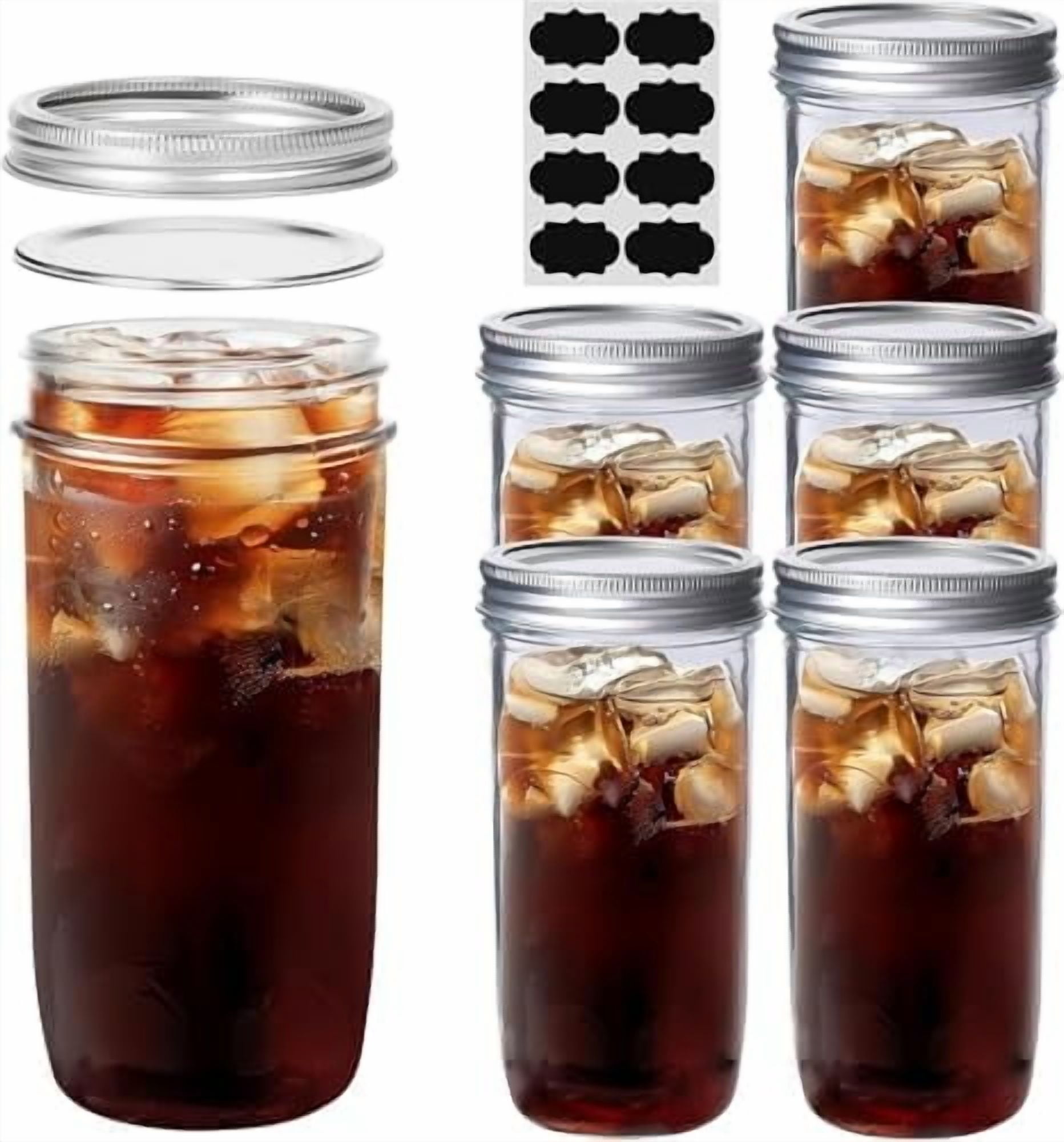24 oz Mason Jars Wide Mouth 6 Pcs, Large Canning Jars with Seal Bands, 24 oz Glass jar with Lid for Jam, Sauce, Juice, Coffee, Pickling, Fruit, Dessert, Kitchen Storage, Vanilla Extract - Walmart.com
