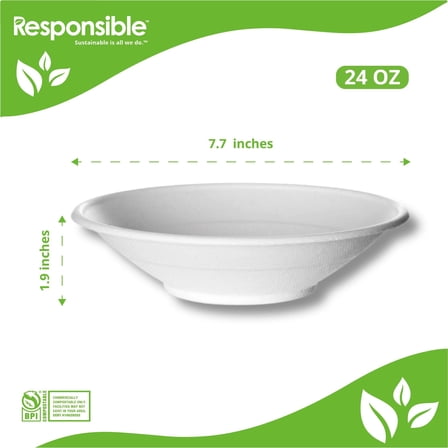 24 oz Noodle Bowls | Tree-Less™ Compostable Molded Fiber