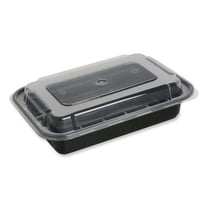 24 oz Plastic Food Container, Black & Clear - Pack of 150