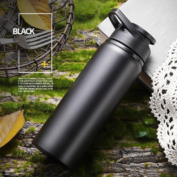 24 oz Portable Stainless Steel Water Bottle, Large Capacity, Wide Mouth, Straight Drink Travel Cold Kettle, Leakproof