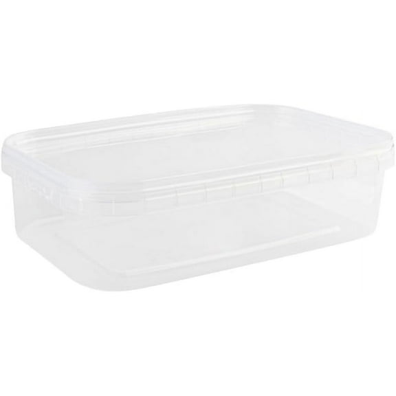 24 oz Rectangular Clear Food Storage Containers with Lids - Stackable, Tamper Proof, BPA Free, Recyclable, Space Saver, Airtight Container, Kitchen Storage, Meal Prep, Take Out, Deli Container (50)