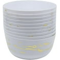 thumbnail image 1 of 24 oz Round White Plastic Bowl Marble Gold Design - Elegant Disposable Serving Bowl for Weddings, Parties, and Special Events - Durable, Reusable Tableware - Perfect for Catering and Buffets (40), 1 of 1