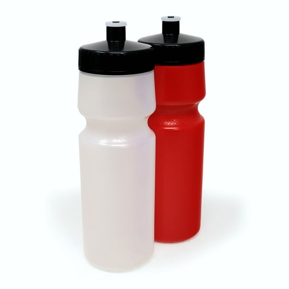 24 oz Sports Squeeze Water Bottles, USA Made, 2 Pack, BPA-Free, Easy Open Pull Top, Dishwasher Safe