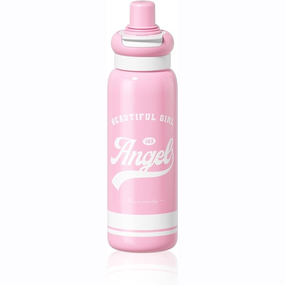 24 oz Stainless Steel Sports Water Bottle Leak Proof With Lid and Straw, Reusable Thermal Mug BPA-Free Coffee Cup for Travel, Camping