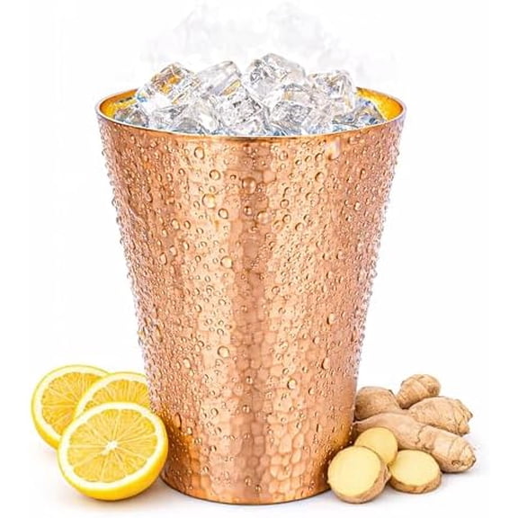 24 oz Tall Copper Cup for Drinking Water, 1mm Thick Solid Copper, Hand-Hammered Texture, Ayurvedic Health & Wellness Tumbler for Detox, Energy Balance, Longevity, Gift for Yoga, Meditation, Camping