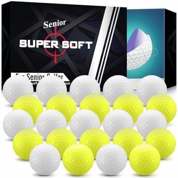 24 pCS dUO sOFT gOLF bALLS sENIOR gOLF bALLS yELLOW gOLF bALLS dISTANCE gOLF bALLS sUPER sOFT gOLF bALLS sENIOR cOLORED sOFT gOLF bALLS yELLOW gOLF bALLS lOW-COMPRESSION sUPERSOFT gOLF bALL