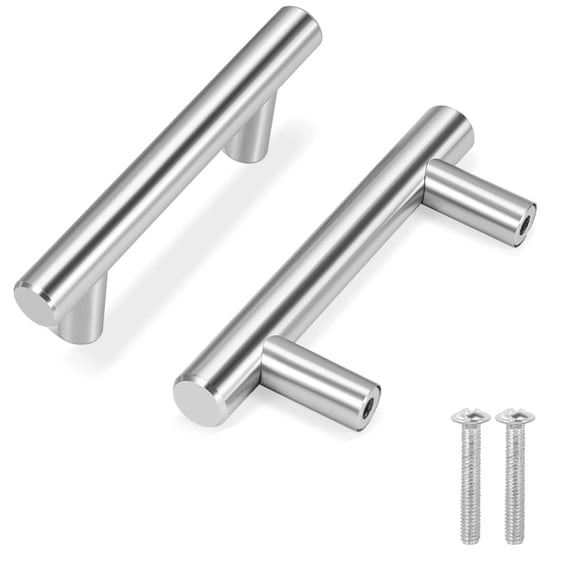 24 pack 3.8 Inch / 96mm Hole Center Cabinet Handles, Btowin VCF Stainless Steel Drawer Pulls Brushed Nickel Kitchen Cupboard Handles Metal Drawer Handles for Wardrobe Bathroom Kitchen Door