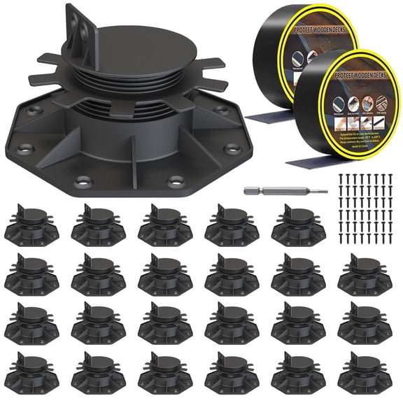 24-pack Adjustable Deck Support Pedestals 1.18"-2.36" (30-60 Mm) For 2*4 & 2*6 Joist Framing Ground Leveling Patio Shed Base Floating Includes Tape