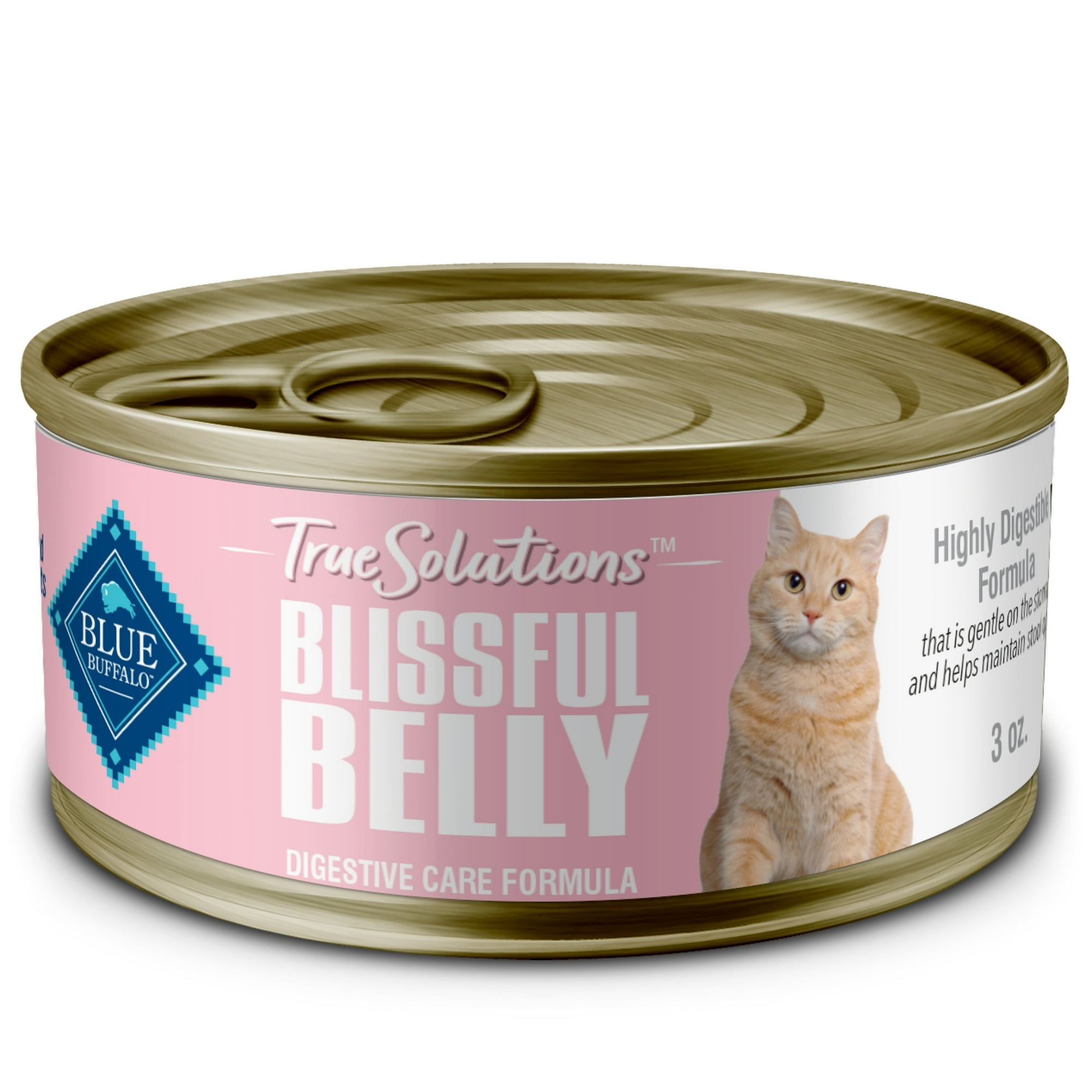 (24 pack) Blue Buffalo True Solutions Digestive Care Wet Cat Food for Adult Cats, Made with Natural Ingredients, Chicken, 3-oz. Cans (24 Count)