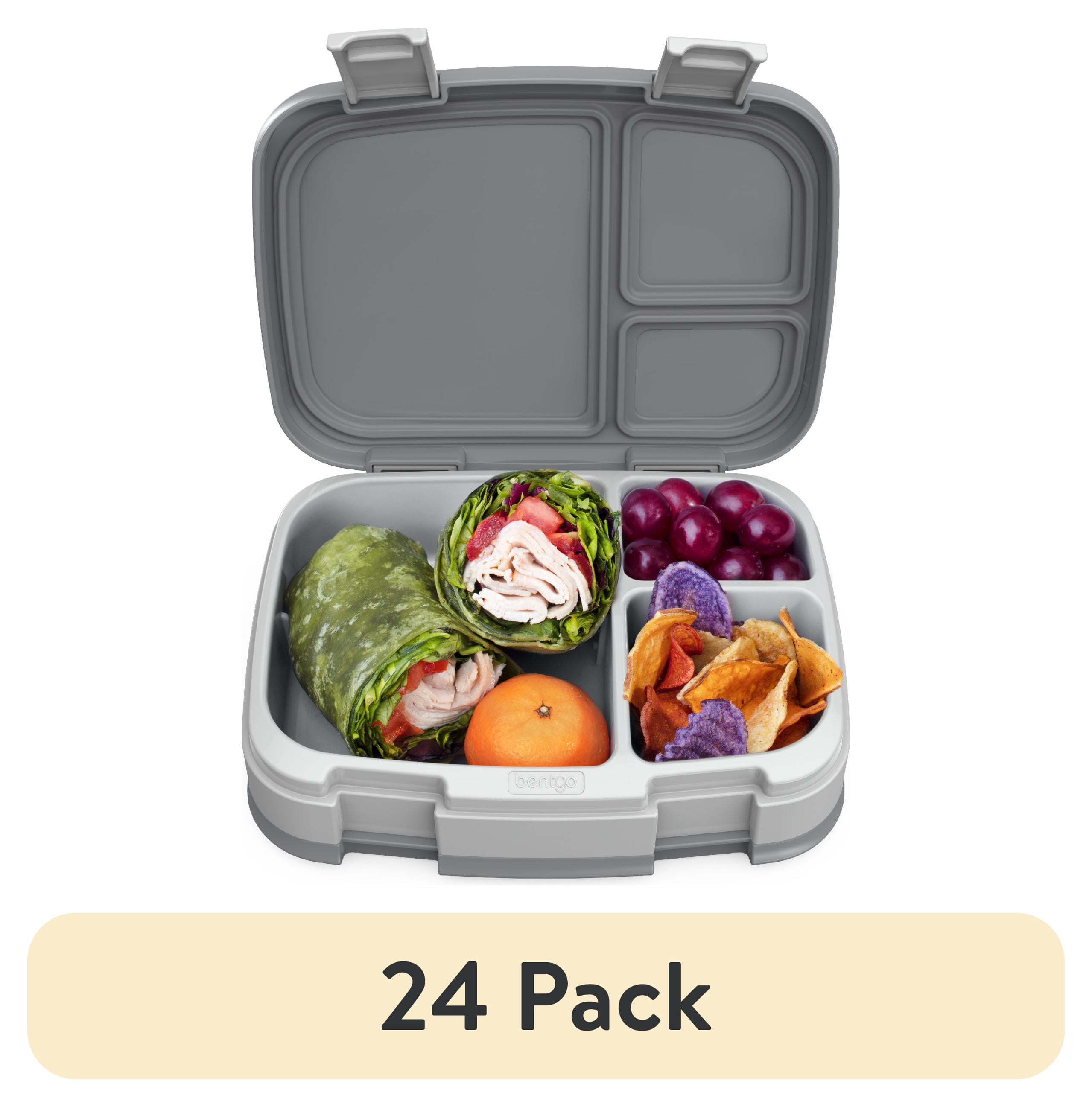 (24 pack) Bentgo Fresh Bento Box 4-Compartment Gray 39.2 oz. (BGOFR-2Y), Bento Lunch Box for Adults and Teens, 4-Compartment Leak-Proof Design, Great for Portion Control