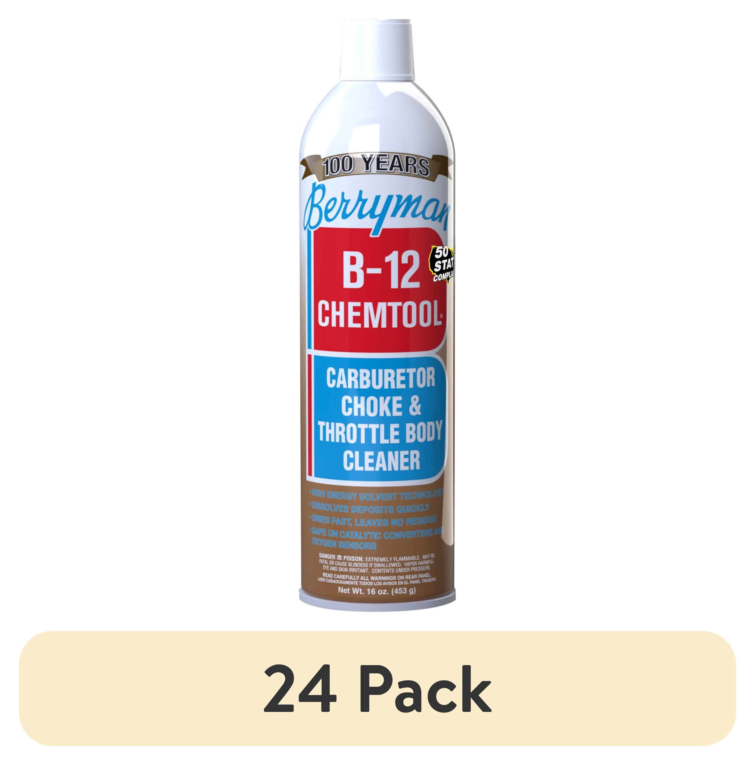 (24 pack) Berryman 0117C B-12 Chemtool Carburetor Cleaner CA 16 oz Aerosol