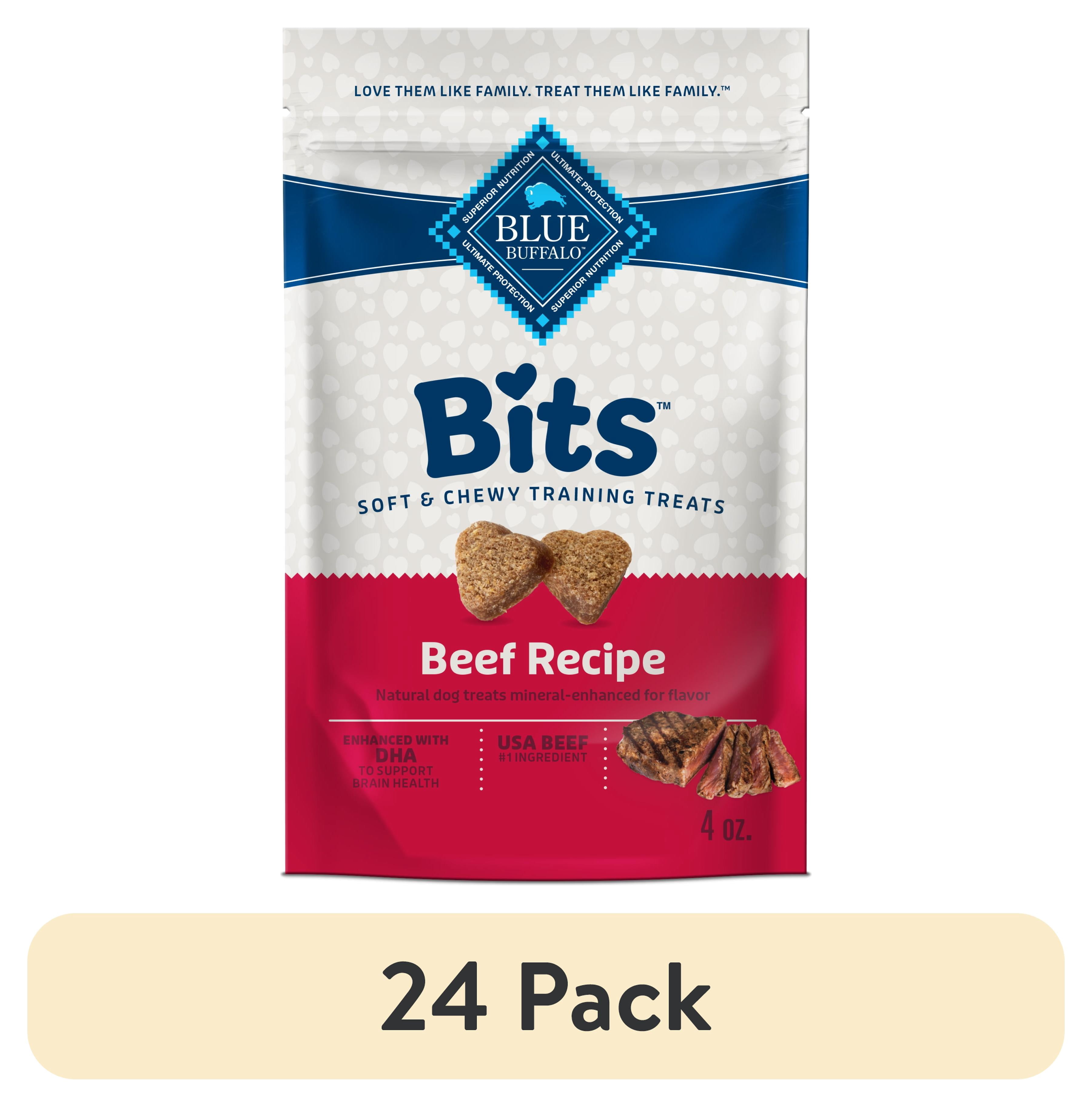 (24 pack) Blue Buffalo Bits Soft Dog Treats for Training, Enhanced with DHA, 4-oz. Bag