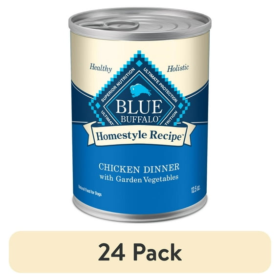 (24 pack) Blue Buffalo Homestyle Recipe Adult Wet Dog Food, Chicken Dinner, 12.5-oz. Can