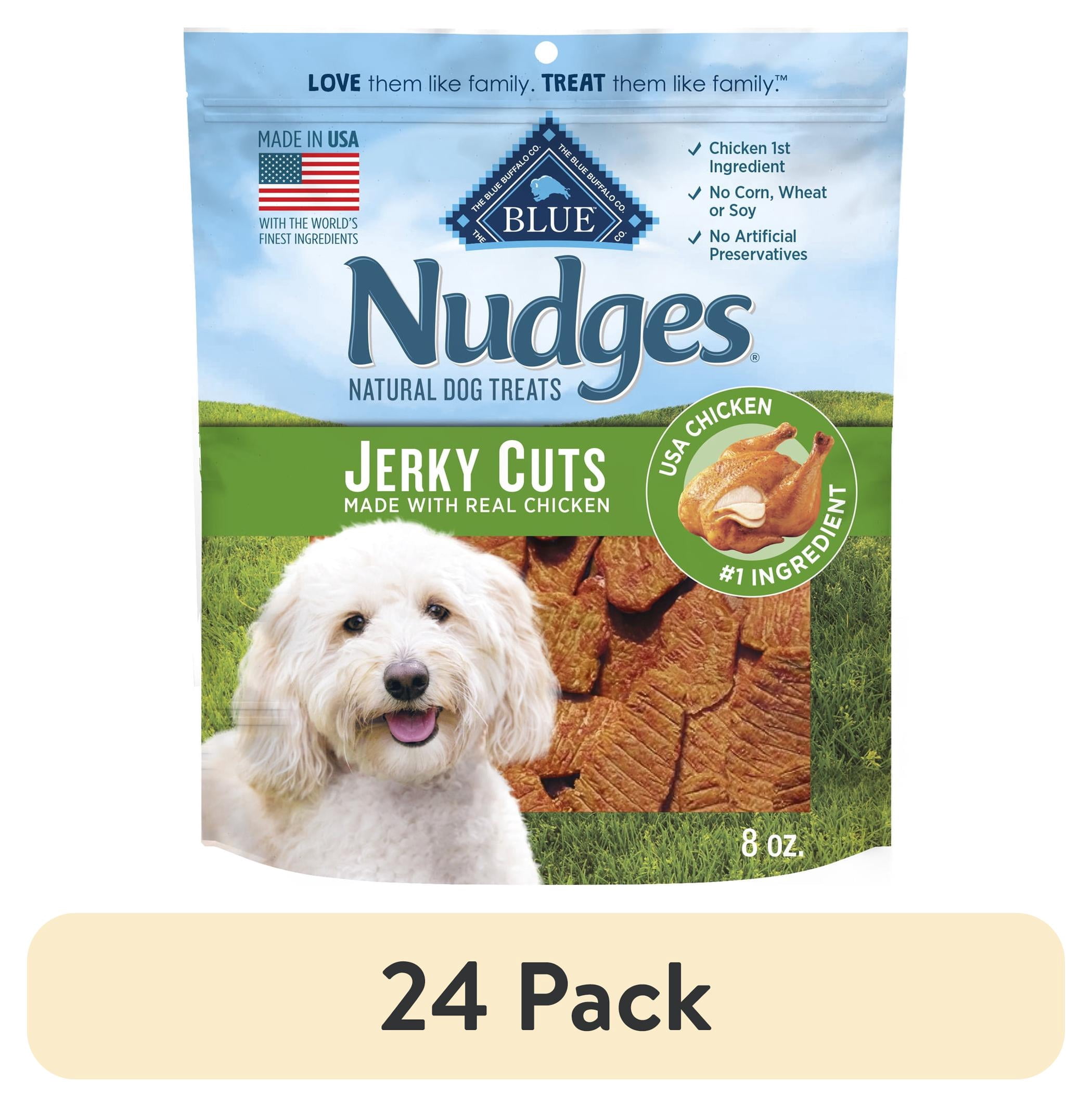 (24 pack) Blue Buffalo Nudges Jerky Cuts Dog Treats Made with Real Chicken, 8-oz. Bag