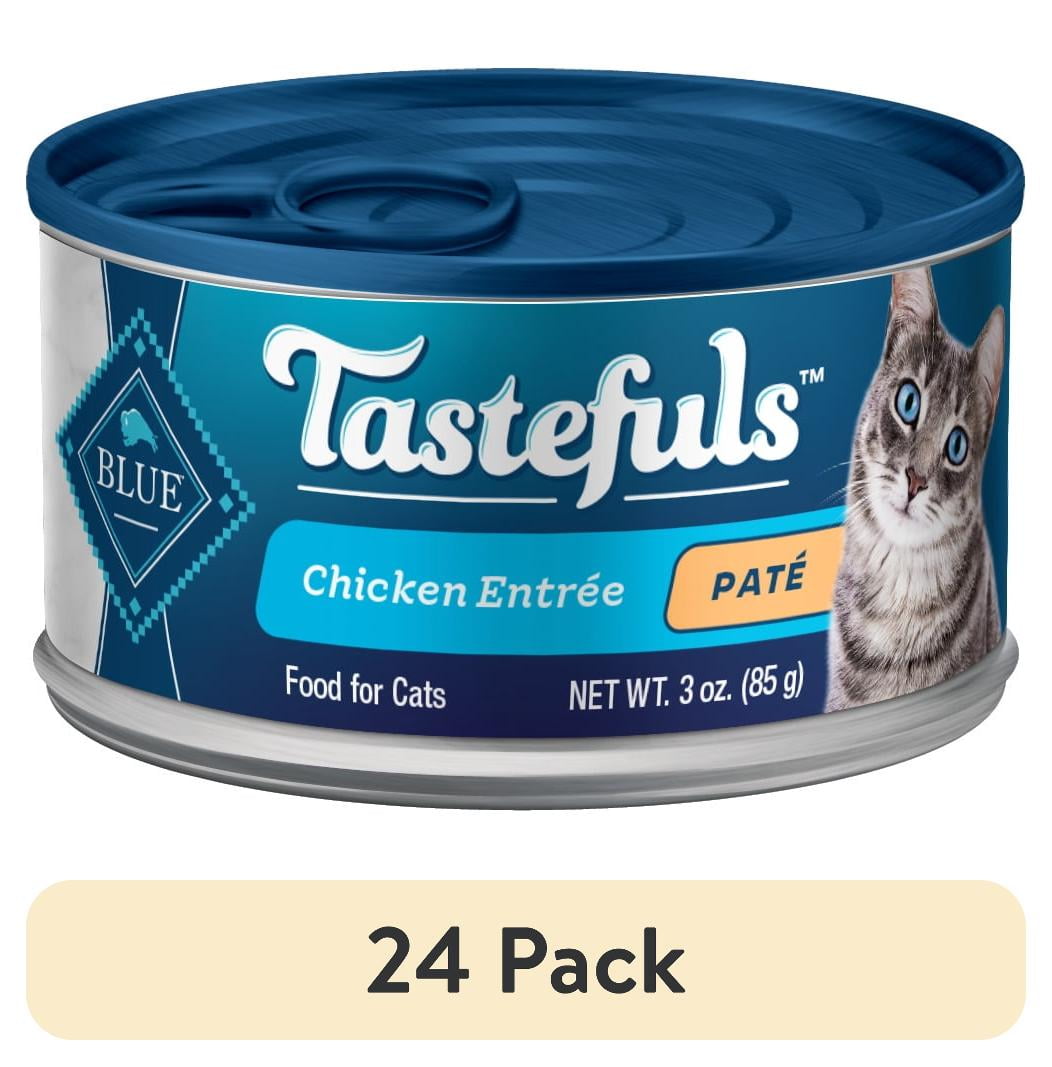 (24 pack) Blue Buffalo Tastefuls Natural Wet Cat Food, Adult, Chicken Paté, 3-oz. Can