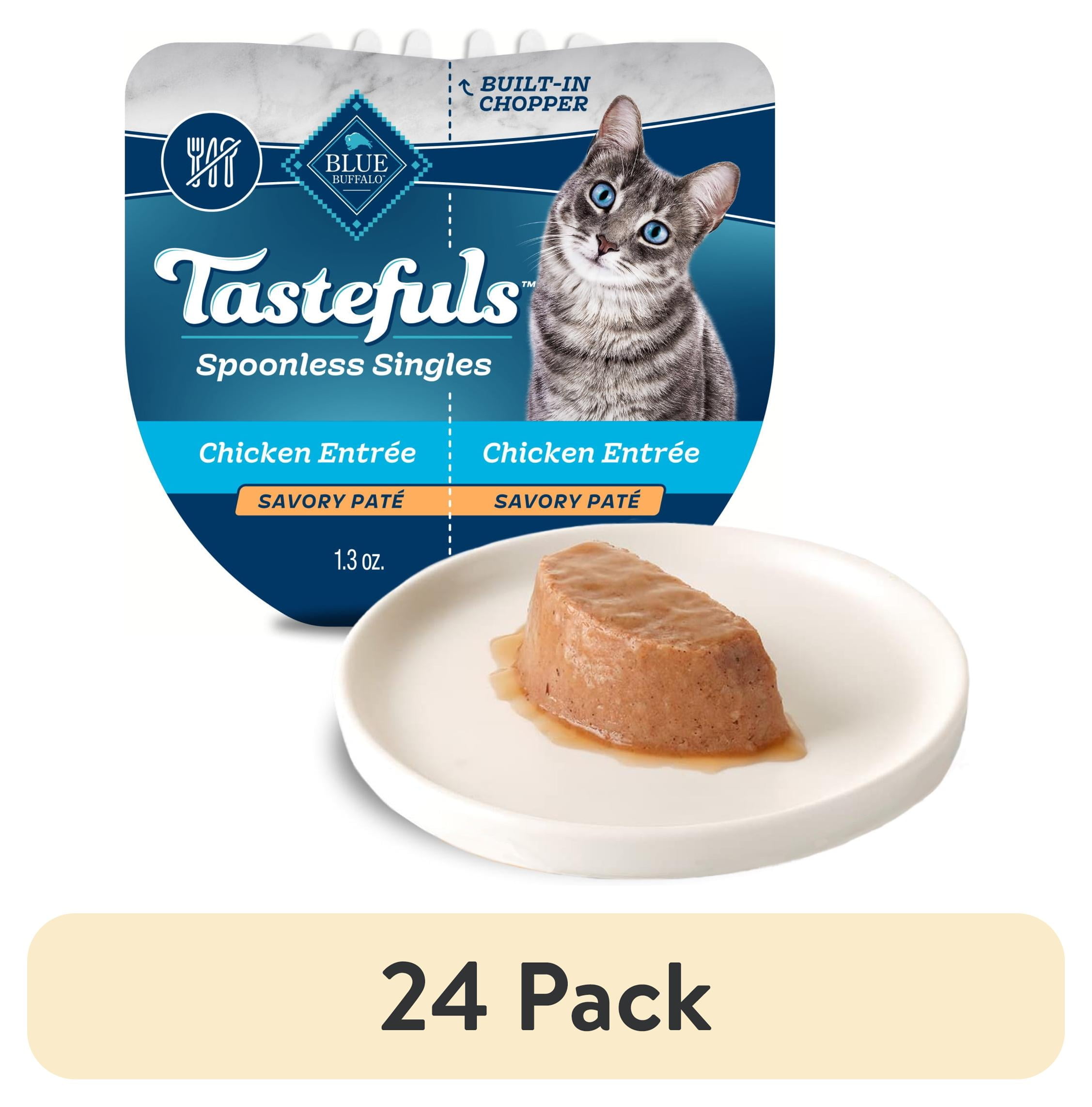 (24 pack) Blue Buffalo Tastefuls Spoonless Singles Wet Cat Food Paté, 2.6-oz. Twin Pack, Chicken