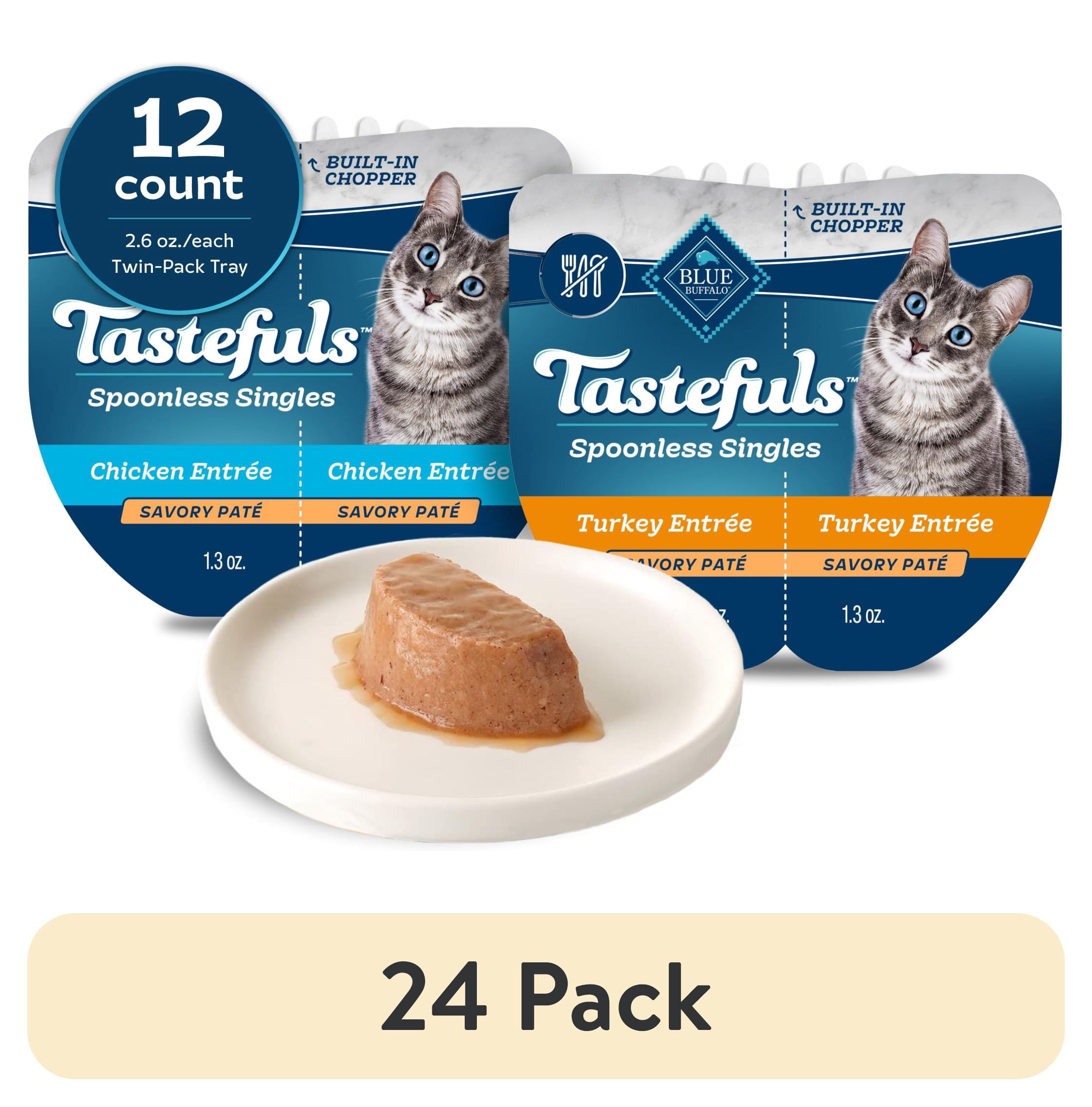 (24 pack) Blue Buffalo Tastefuls Spoonless Wet Cat Food Paté, 2.6-oz. Twin Packs, Chicken & Turkey (12 Ct.)