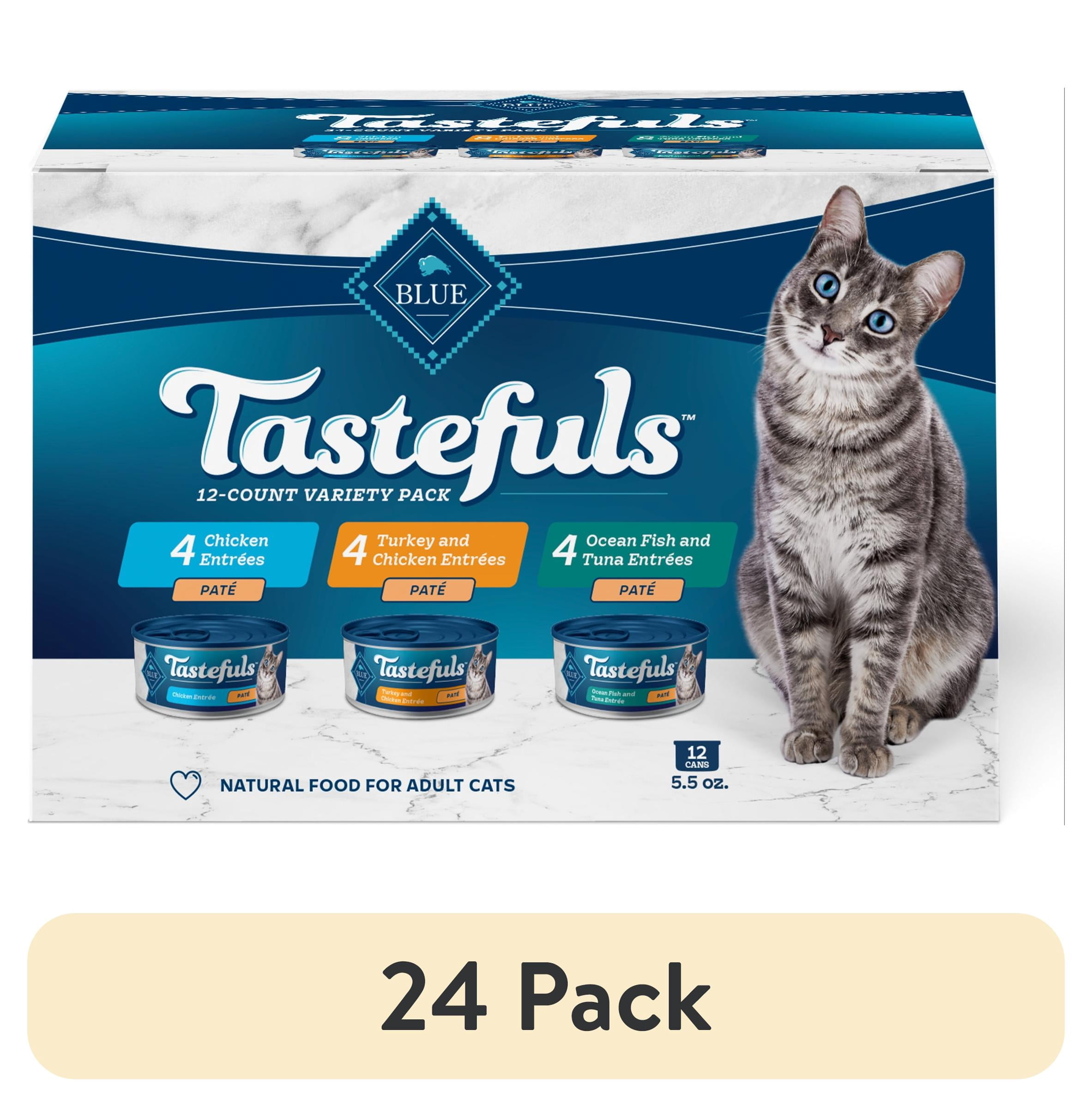 (24 pack) Blue Buffalo Tastefuls Wet Cat Food Variety Pack (Chicken, Turkey & Seafood Flavors) 12ct