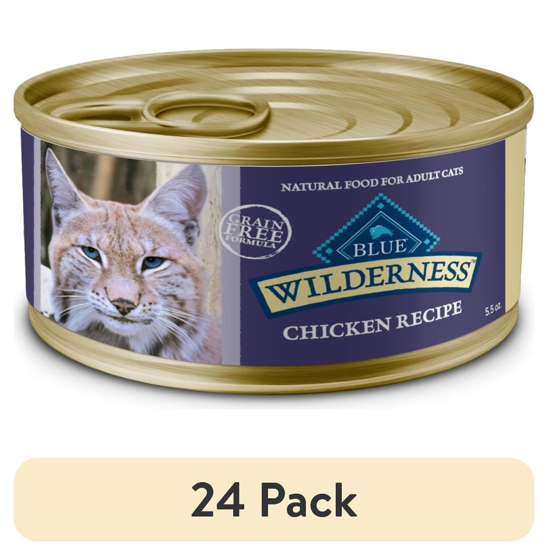 (24 pack) Blue Buffalo Wilderness Wet Cat Food Pate, High-Protein & Grain-Free Recipe, Chicken, 5.5-oz. Can