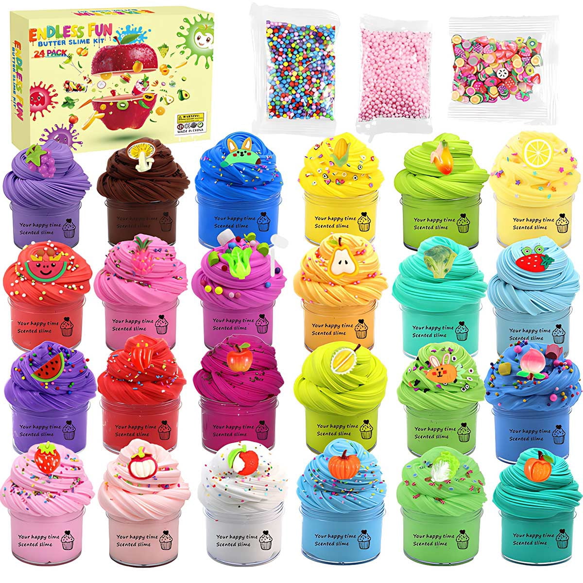 24 pack Butter Slime Kit for Girls, Slime Party Favors for Kids, DIY Slime Making Kit for Kids and Boys