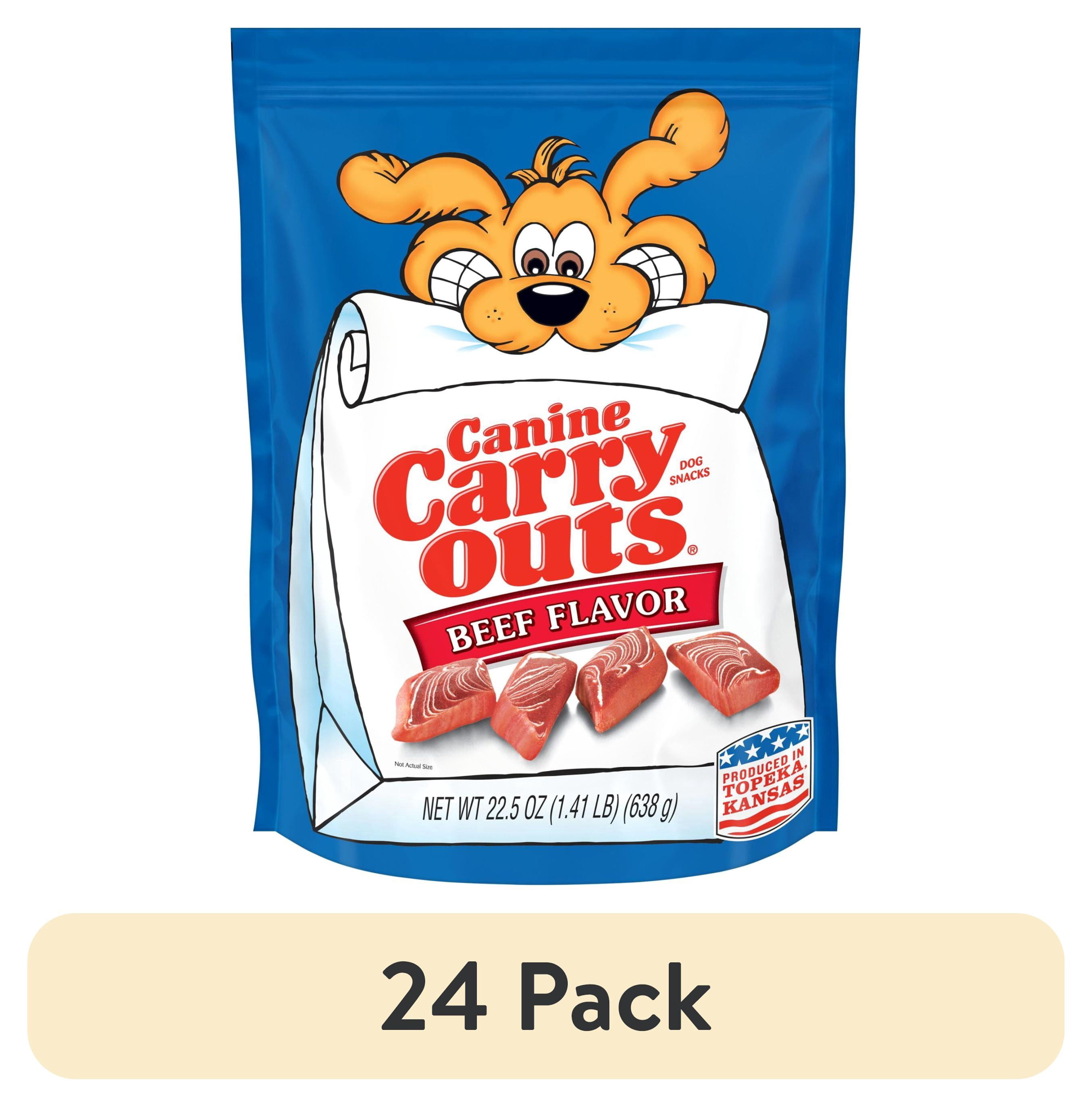 (24 pack) Canine Carry Outs Beef Flavor Dog Treats, 22.5 oz Bag