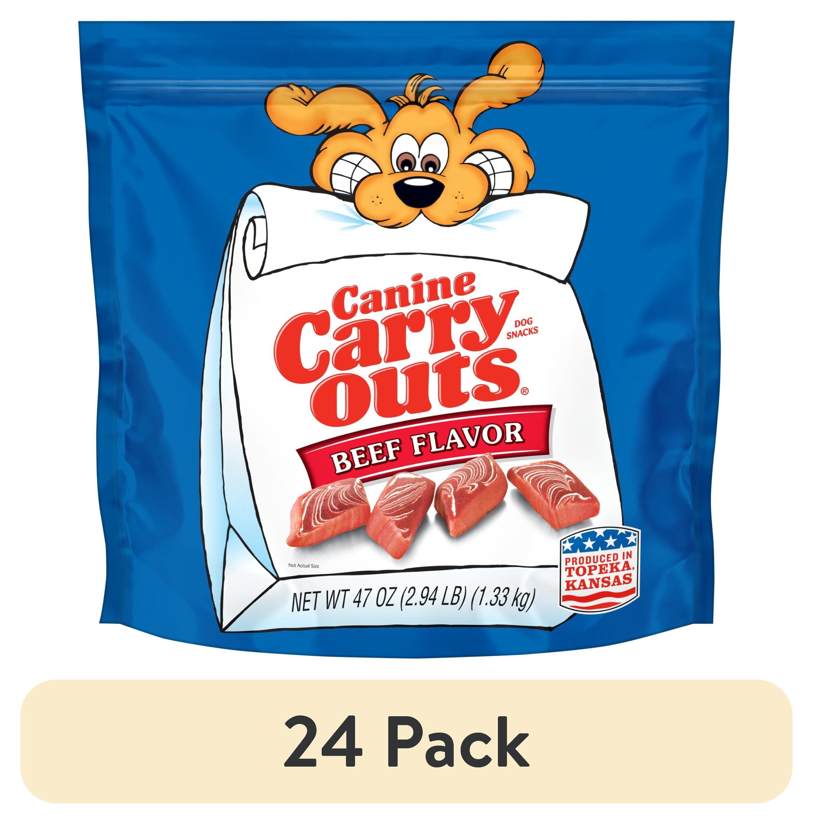 (24 pack) Canine Carry Outs Beef Flavor Dog Treats, 47oz Bag