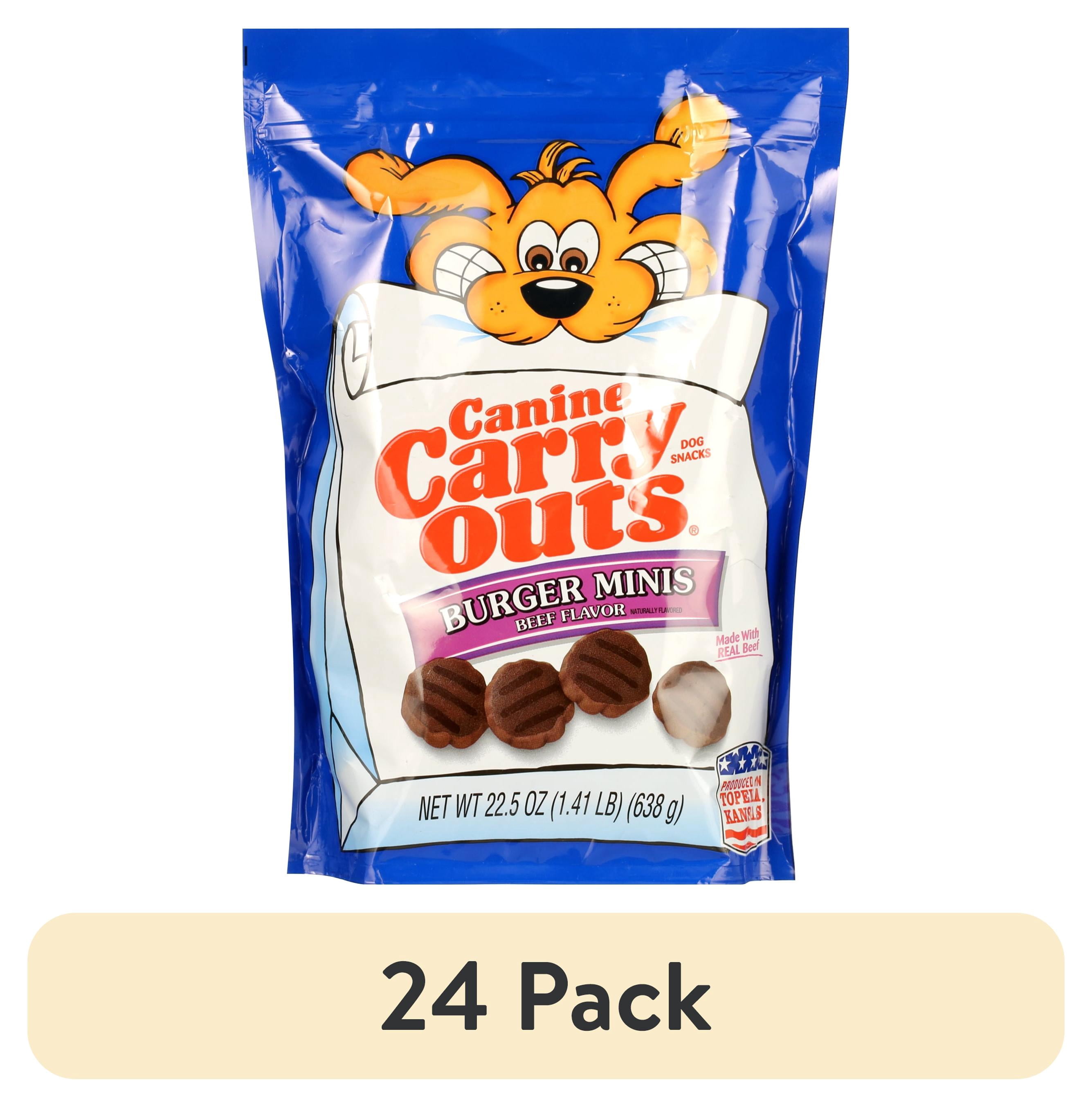 (24 pack) Canine Carry Outs Burger Minis Beef Flavor Dog Treats, 22.5oz Bag
