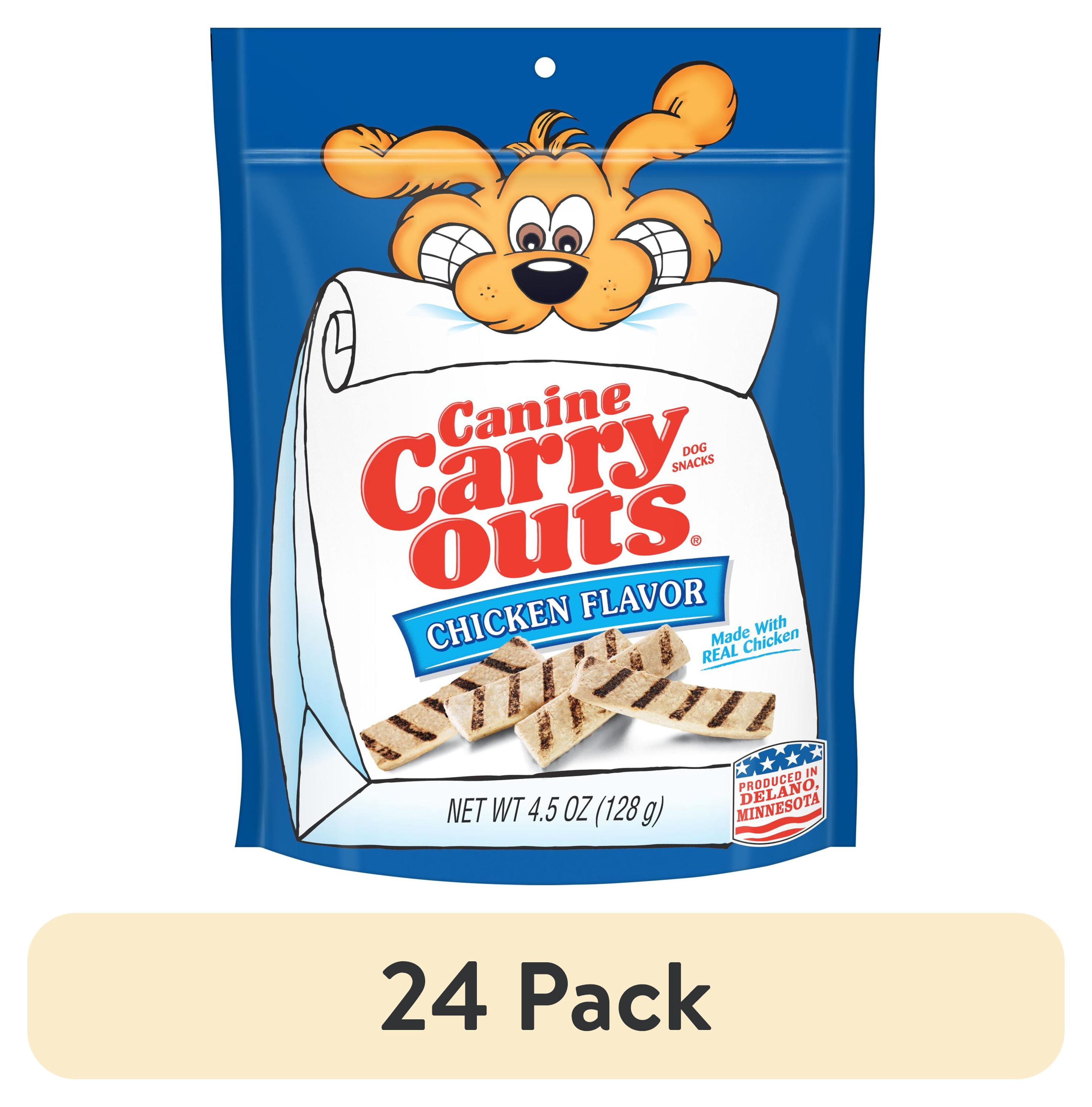 (24 pack) Canine Carry Outs Chicken Flavor Dog Treats, 4.5oz Bag