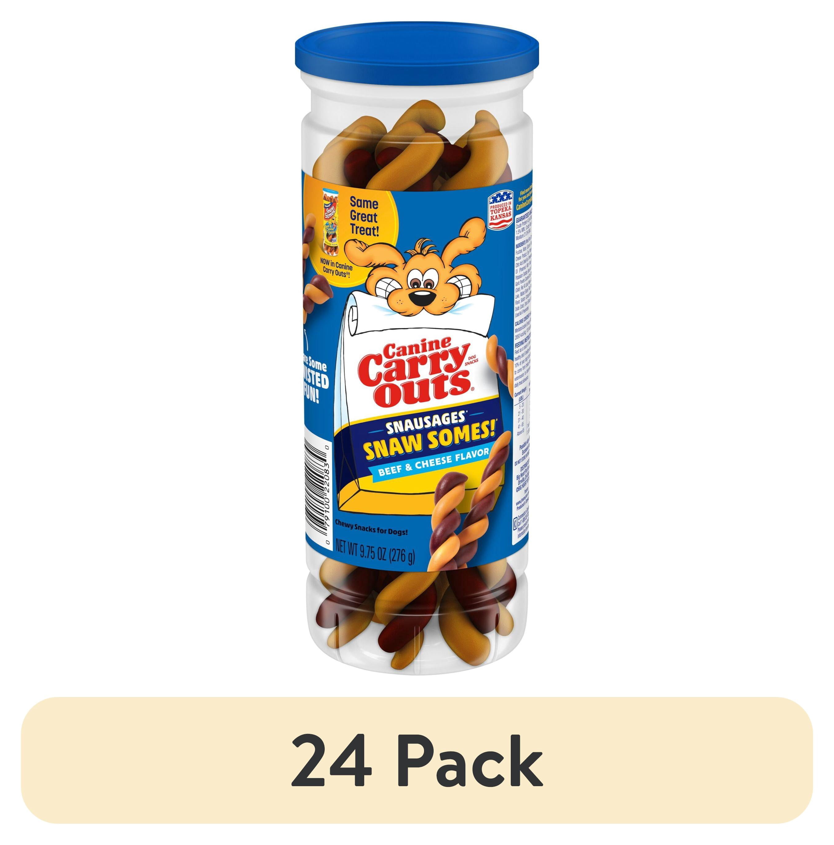 (24 pack) Canine Carry Outs Snausages Snaw Somes Chewy Dog Treats, Beef & Cheese Flavor, 9.75 ozs