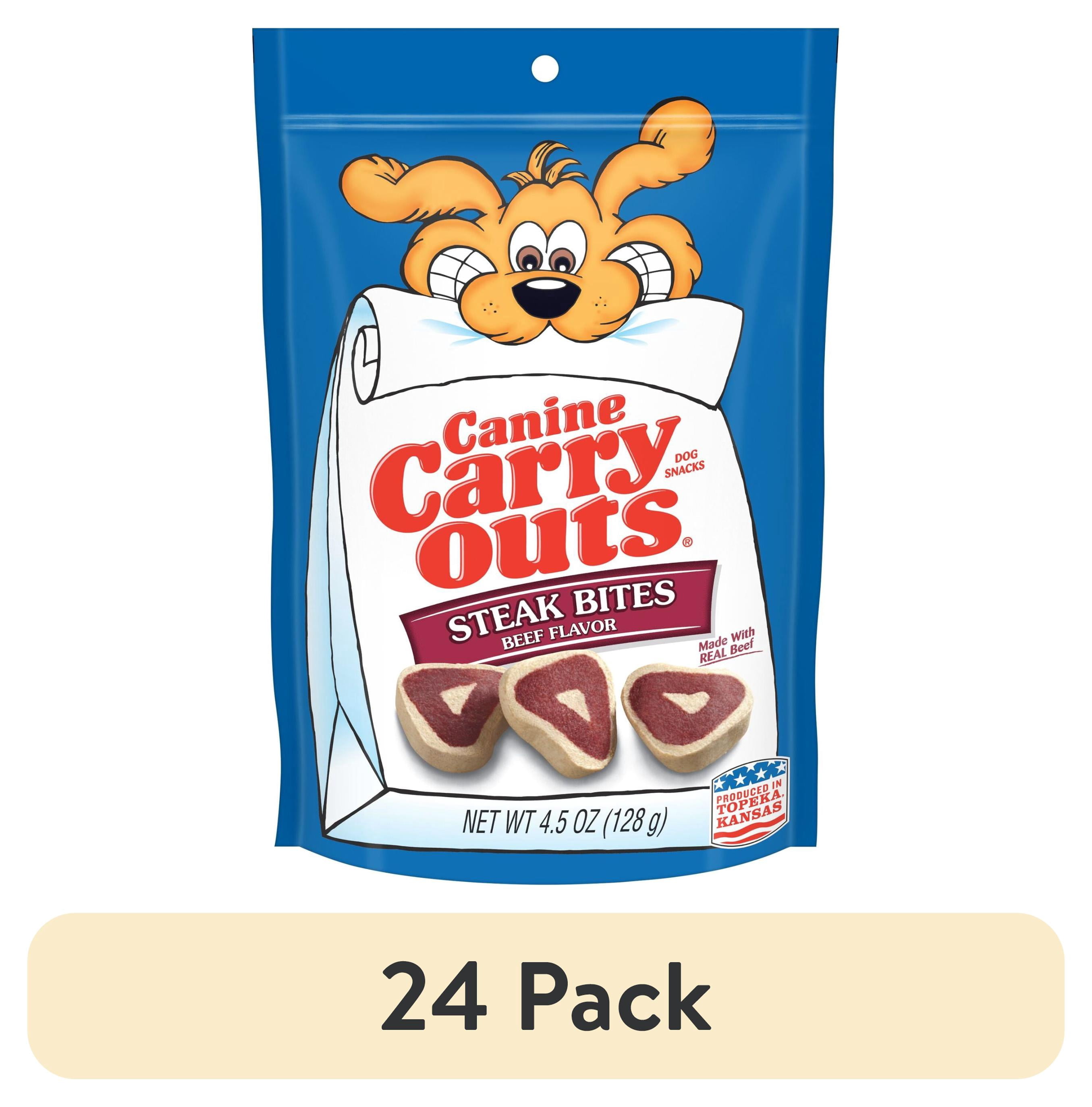 (24 pack) Canine Carry Outs Steak Bites Beef Flavor Dog Treats, 4.5oz Bag