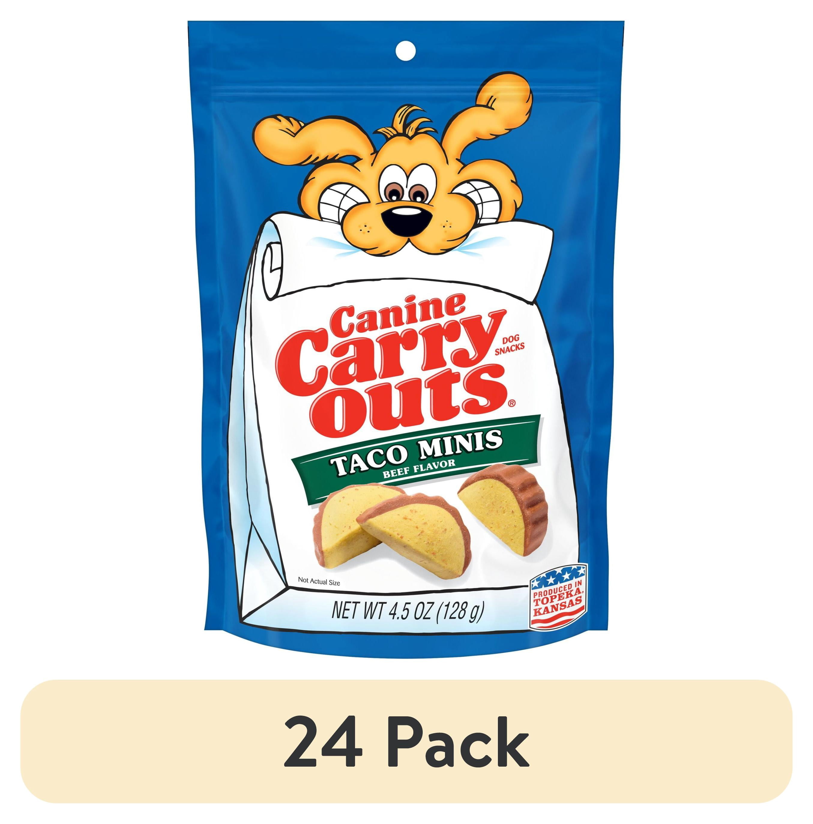 (24 pack) Canine Carry Outs Taco Minis Beef Flavor Dog Treats, 4.5oz