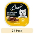 thumbnail image 1 of (24 pack) Cesar Classic Loaf In Sauce Grilled Steak & Eggs Dog Food, 3.5 Oz Easy Peel Tray, 1 of 15