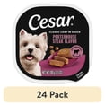 thumbnail image 1 of (24 pack) Cesar Classic Loaf in Sauce Wet Dog Food Porterhouse Steak Flavor, 3.5 oz. Easy Peel Tray, 24 Count, 1 of 15
