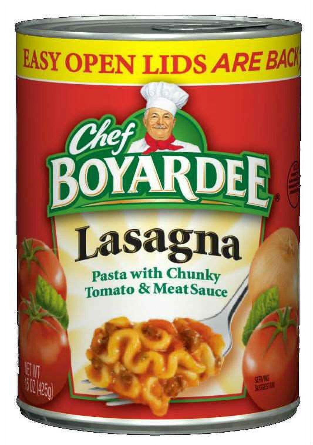 (24 pack) Chef Boyardee Lasagna in Tomato Sauce Seasoned with Meat, Ready-to-Eat Meal, 15 oz. Can