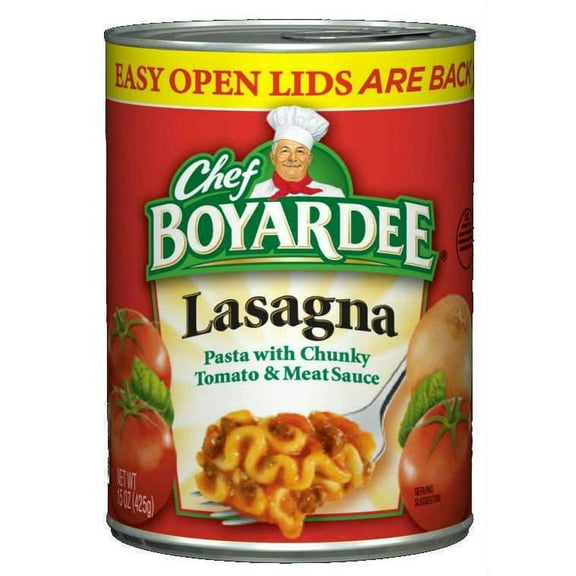 (24 pack) Chef Boyardee Lasagna in Tomato Sauce Seasoned with Meat, Ready-to-Eat Meal, 15 oz. Can