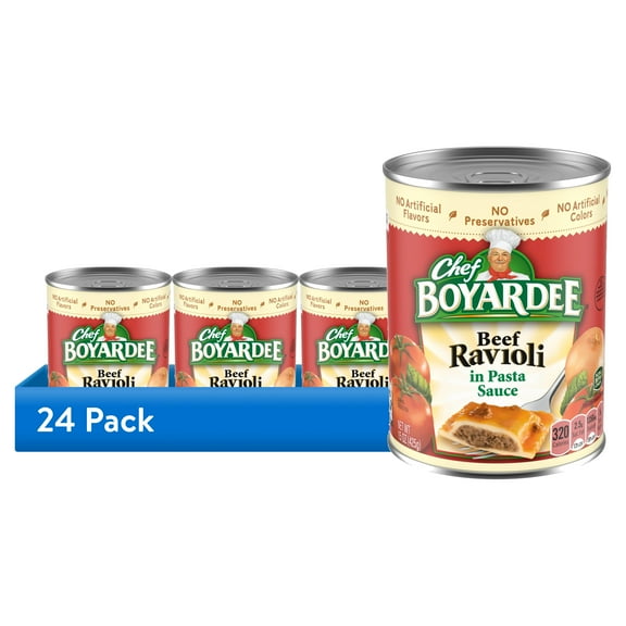 (24 pack) Chef Boyardee Beef Ravioli in Pasta Sauce, Ready-to-Eat Meal, 15 oz. Can