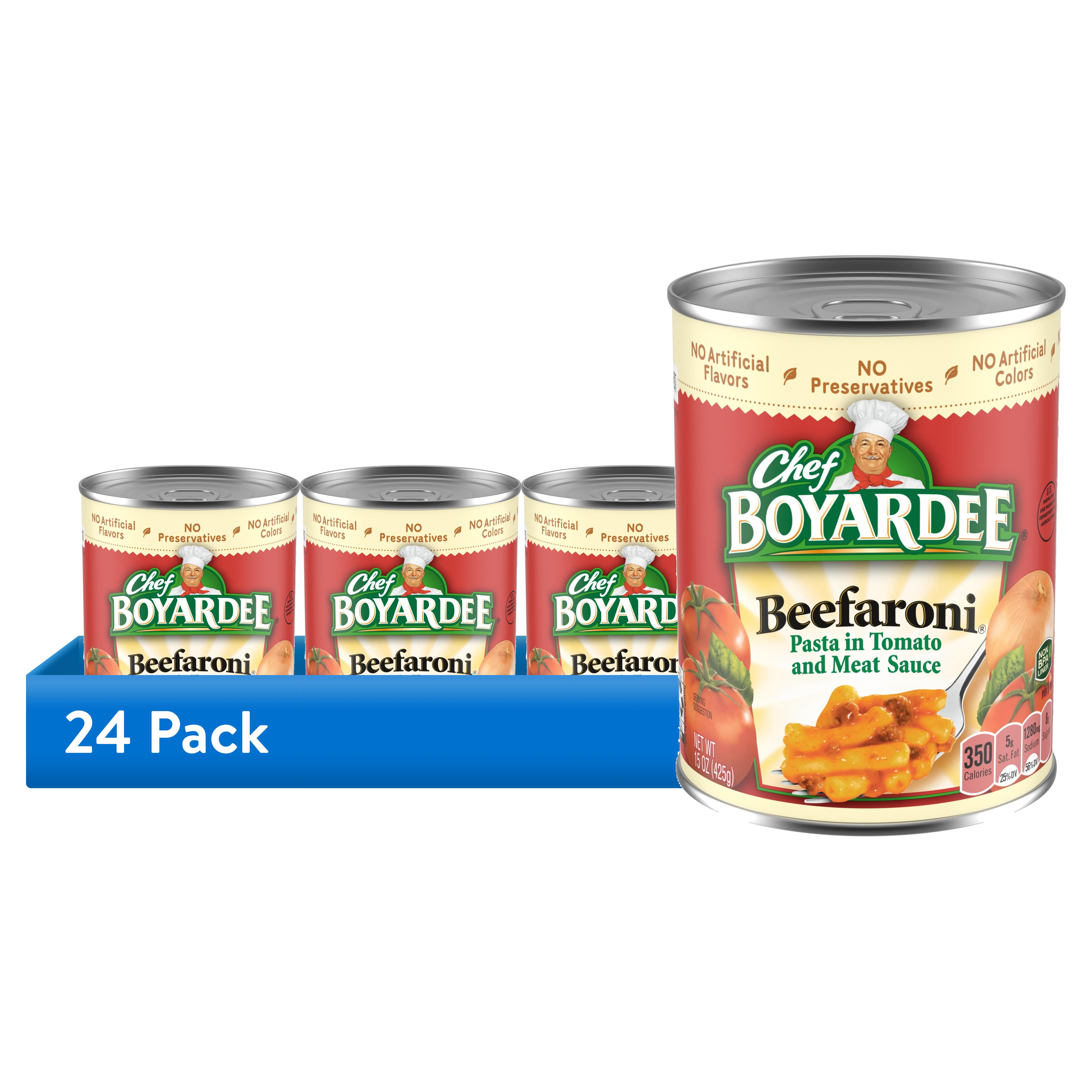 (24 pack) Chef Boyardee Beefaroni in Tomato and Meat Sauce, Ready-to-Eat Meal, 15 oz. Can