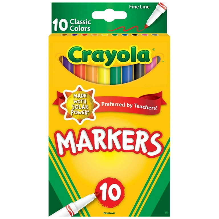 24 pack) Crayola Fine Line Markers, Classic Colors, 10 Count, Back