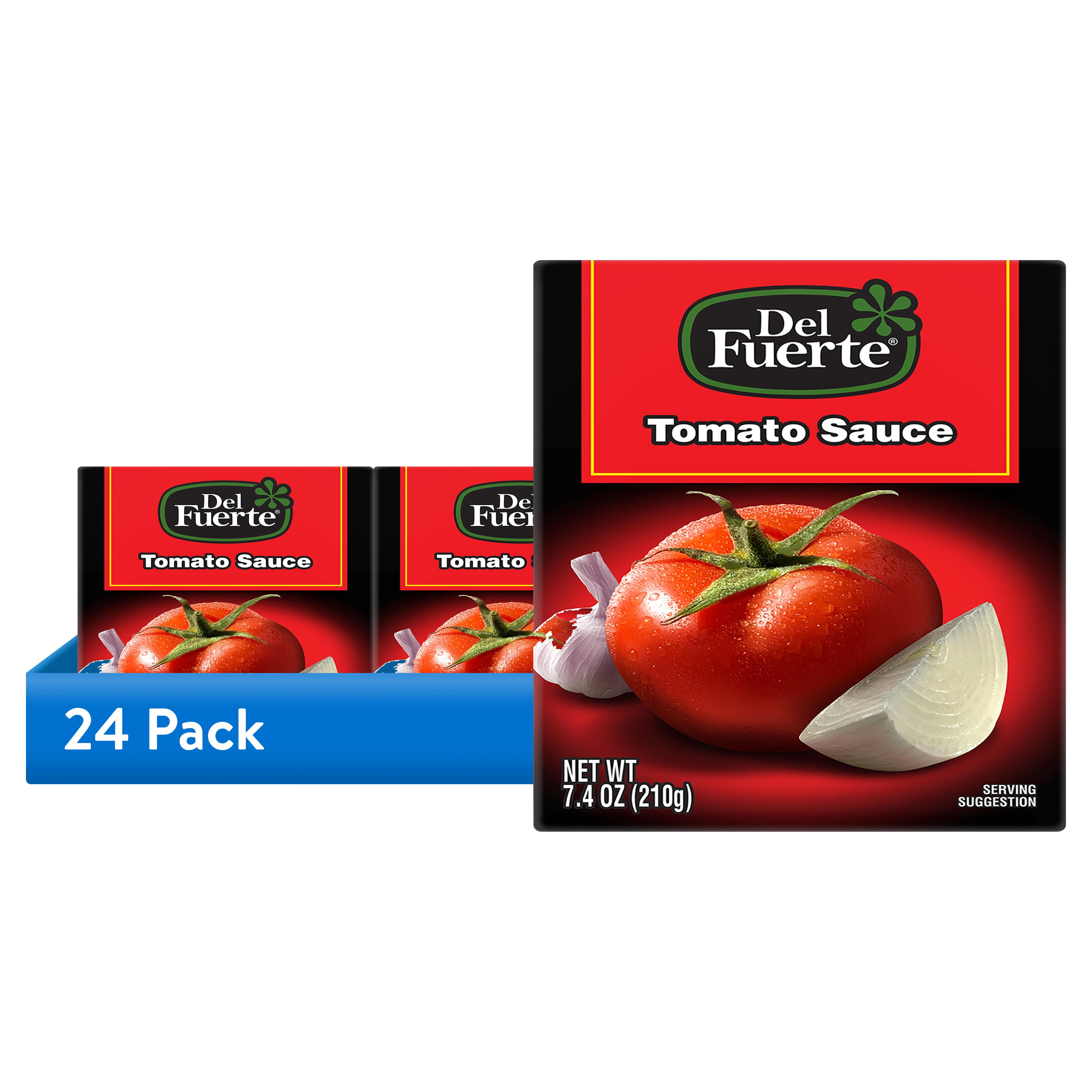 (24 pack) DEL FUERTE Seasoned Tomato Sauce, Shelf-Stable, 7.4 oz Plastic Box