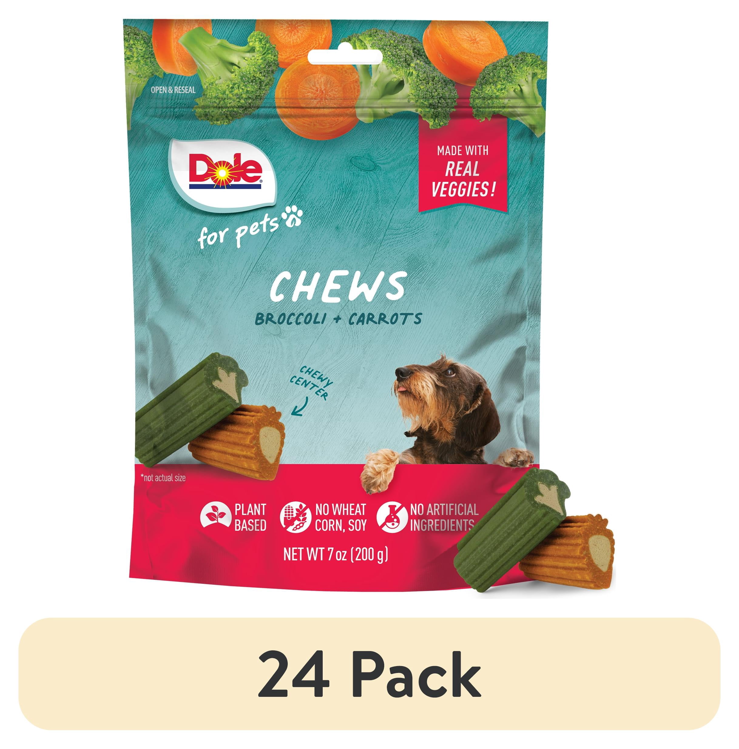 (24 pack) Dole Dog Chew Treats, Broccoli & Carrot Flavors, No Wheat, Corn or Soy, 7 oz