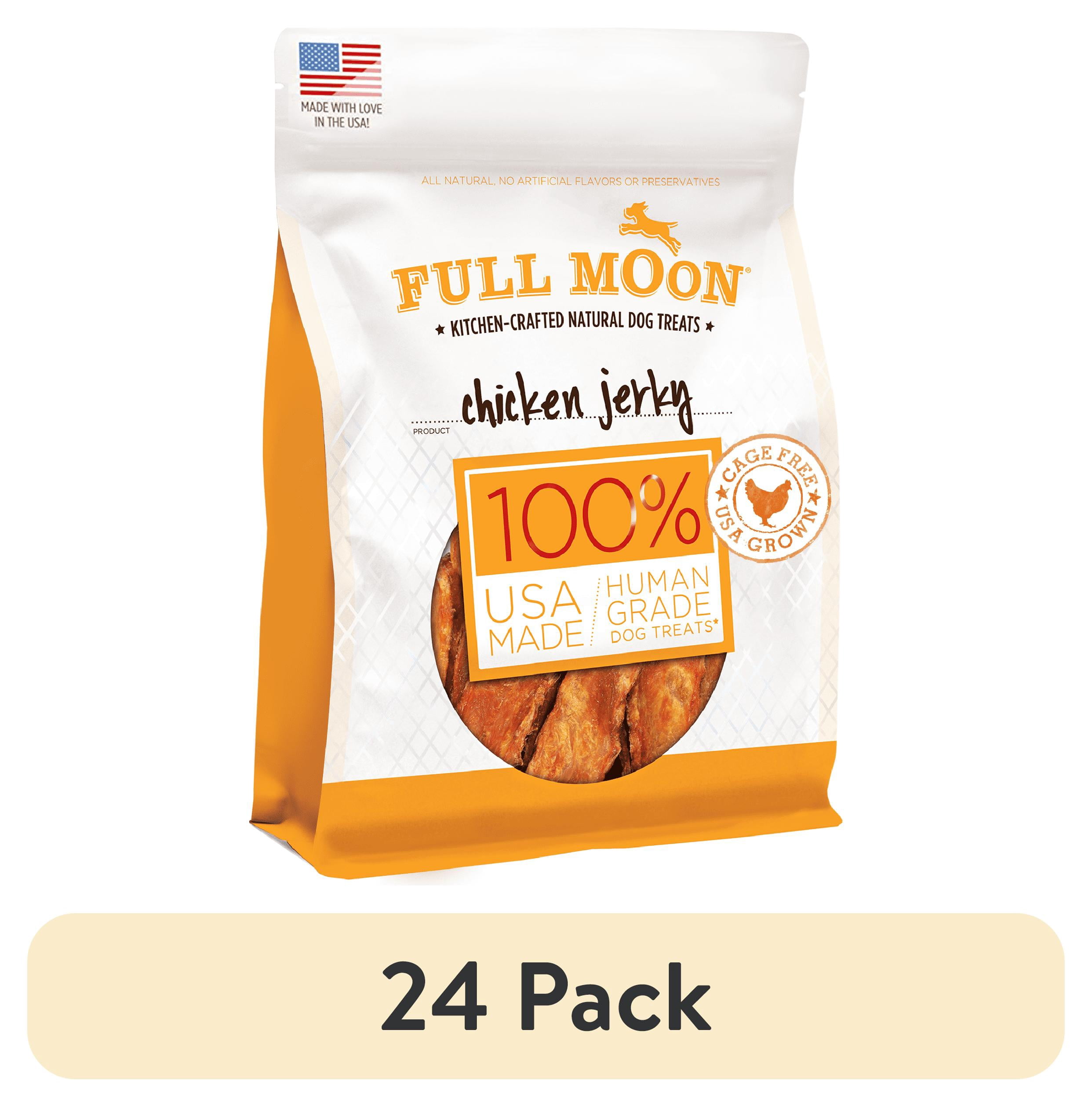 (24 pack) FULL MOON® All Natural Human Grade Dog Treats, Chicken Jerky, 24 Ounce, Dry, Jerky Treats