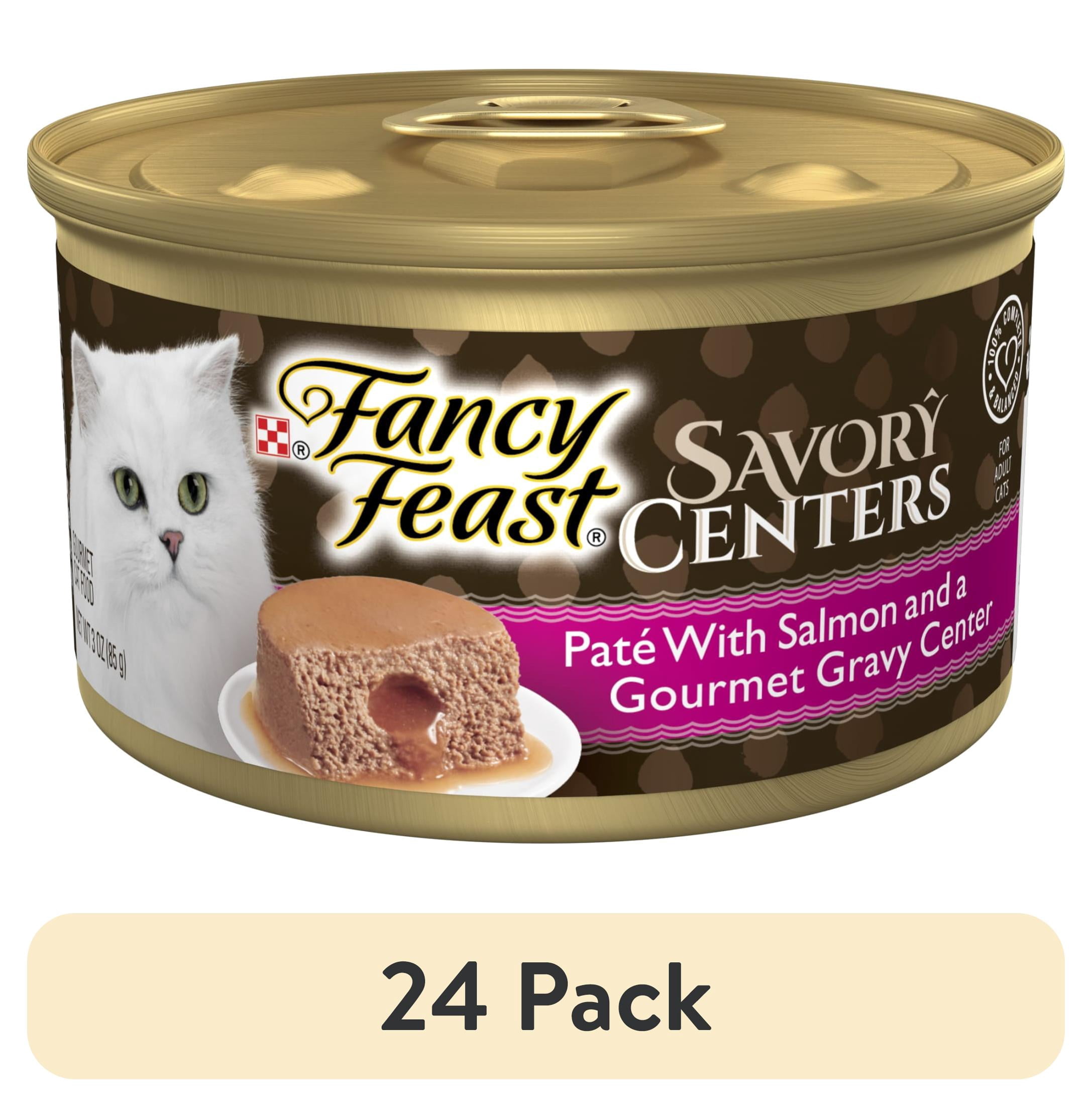 (24 pack) Purina Fancy Feast Savory Centers With Salmon Wet Cat Food Pate with Gourmet Gravy Center