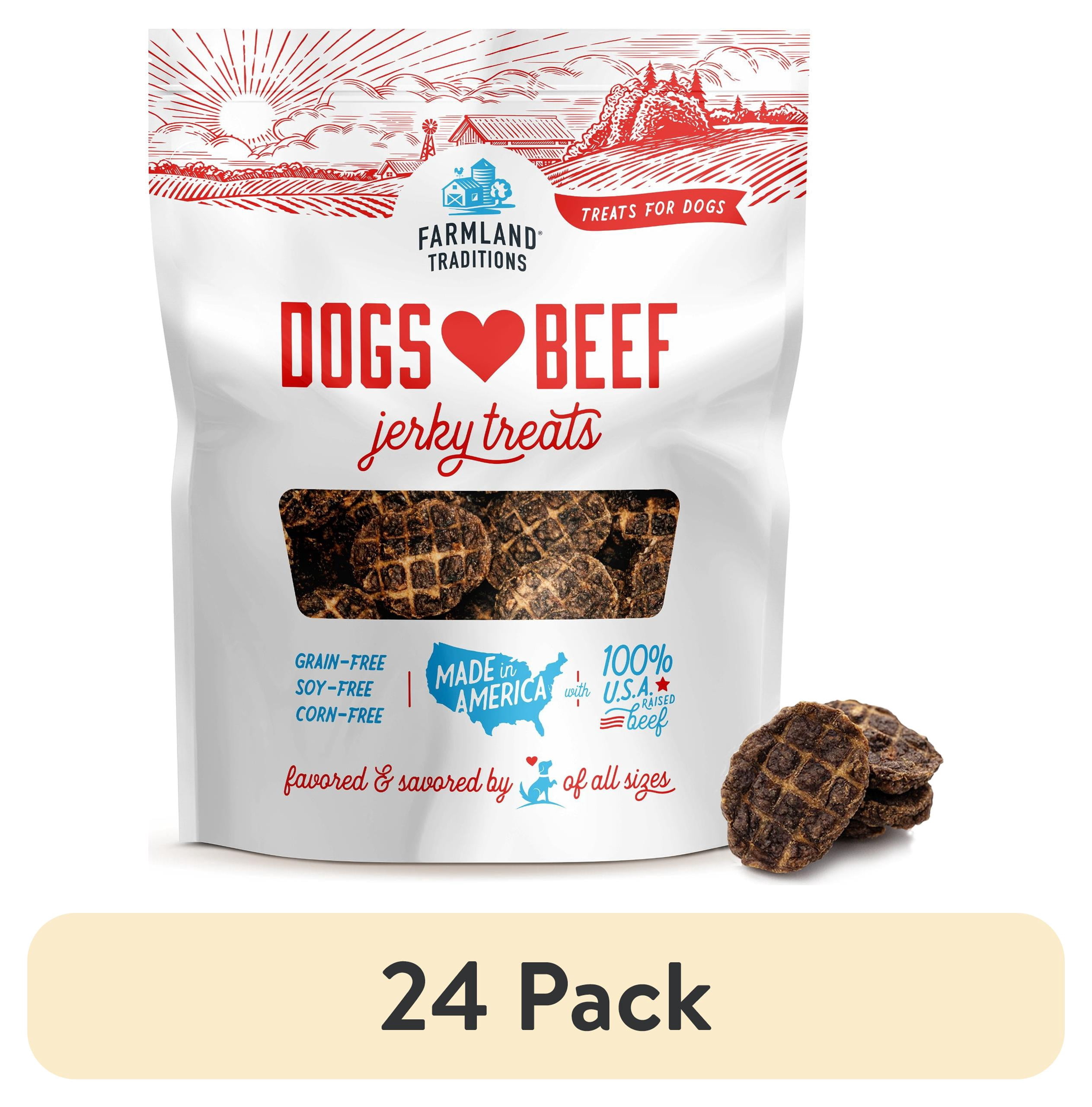 (24 pack) Farmland Traditions Dogs Love Beef Jerky Dog Treats with Only 4 Ingredients and No Fillers, 13.5 Ounce Bag