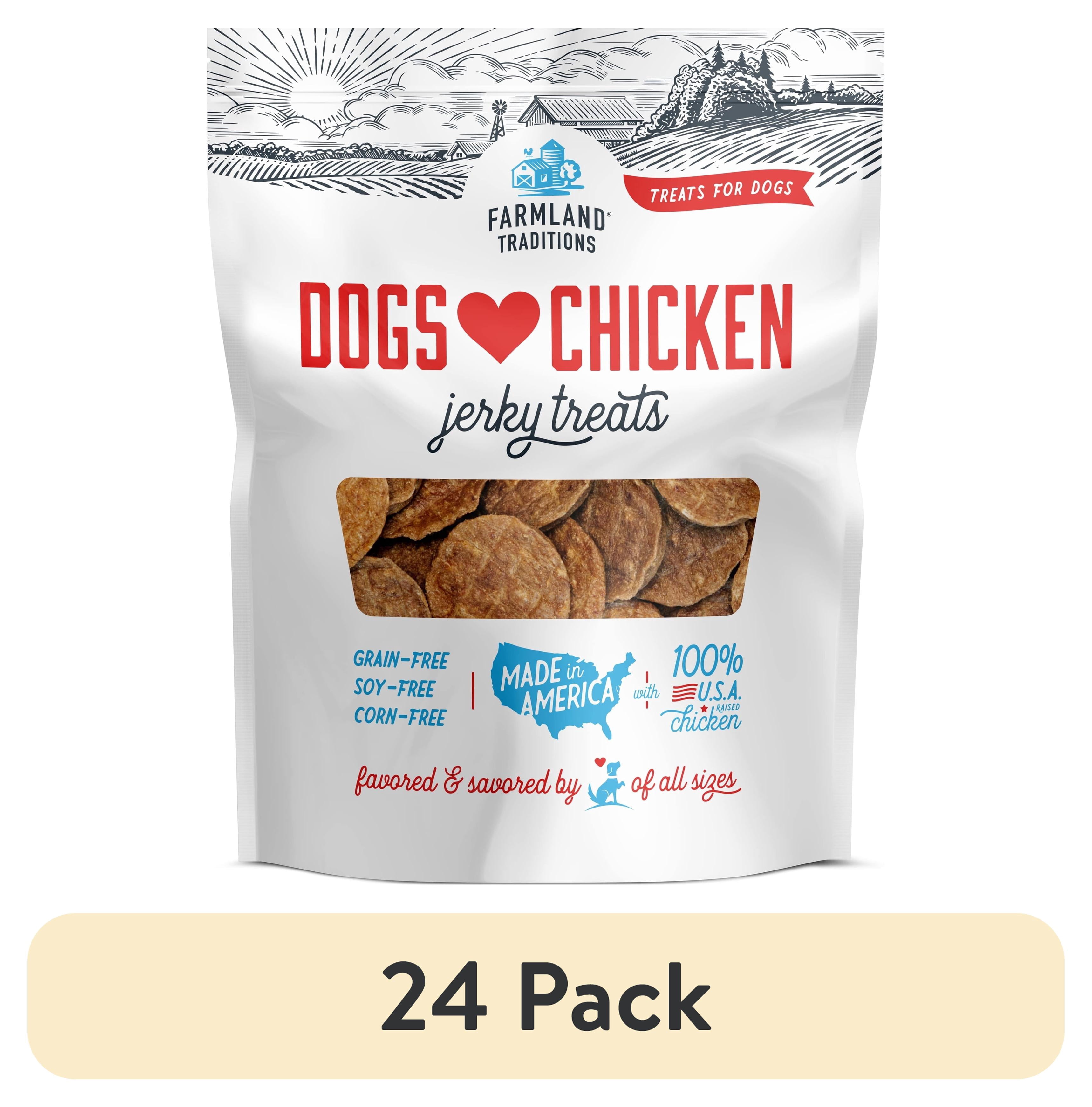 (24 pack) Farmland Traditions Dogs Love Chicken Jerky Dog Treats with Only 3 Ingredients and No Fillers, 1 Pound Bag