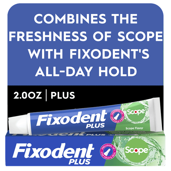 (24 pack) Fixodent Plus Scope Secure Denture Adhesive Cream, Scope Flavored, 2.0 oz