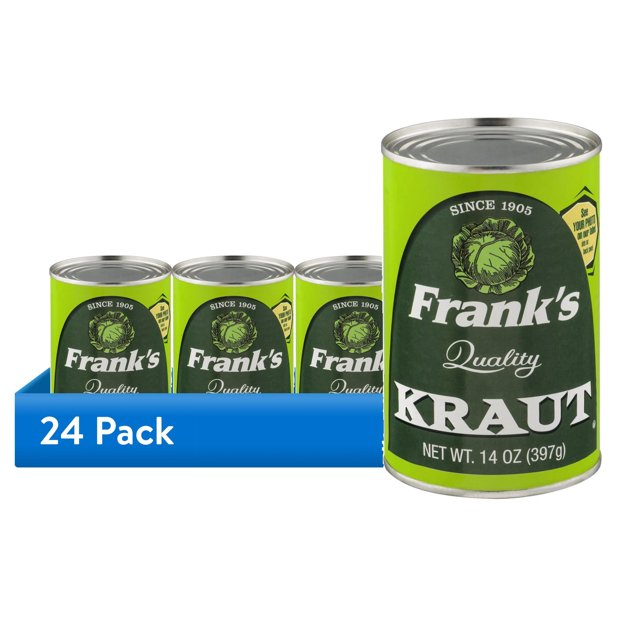 (24 pack) Frank's Quality Kraut Canned Sauerkraut 14 oz - Gluten-Free, Allergen-Free