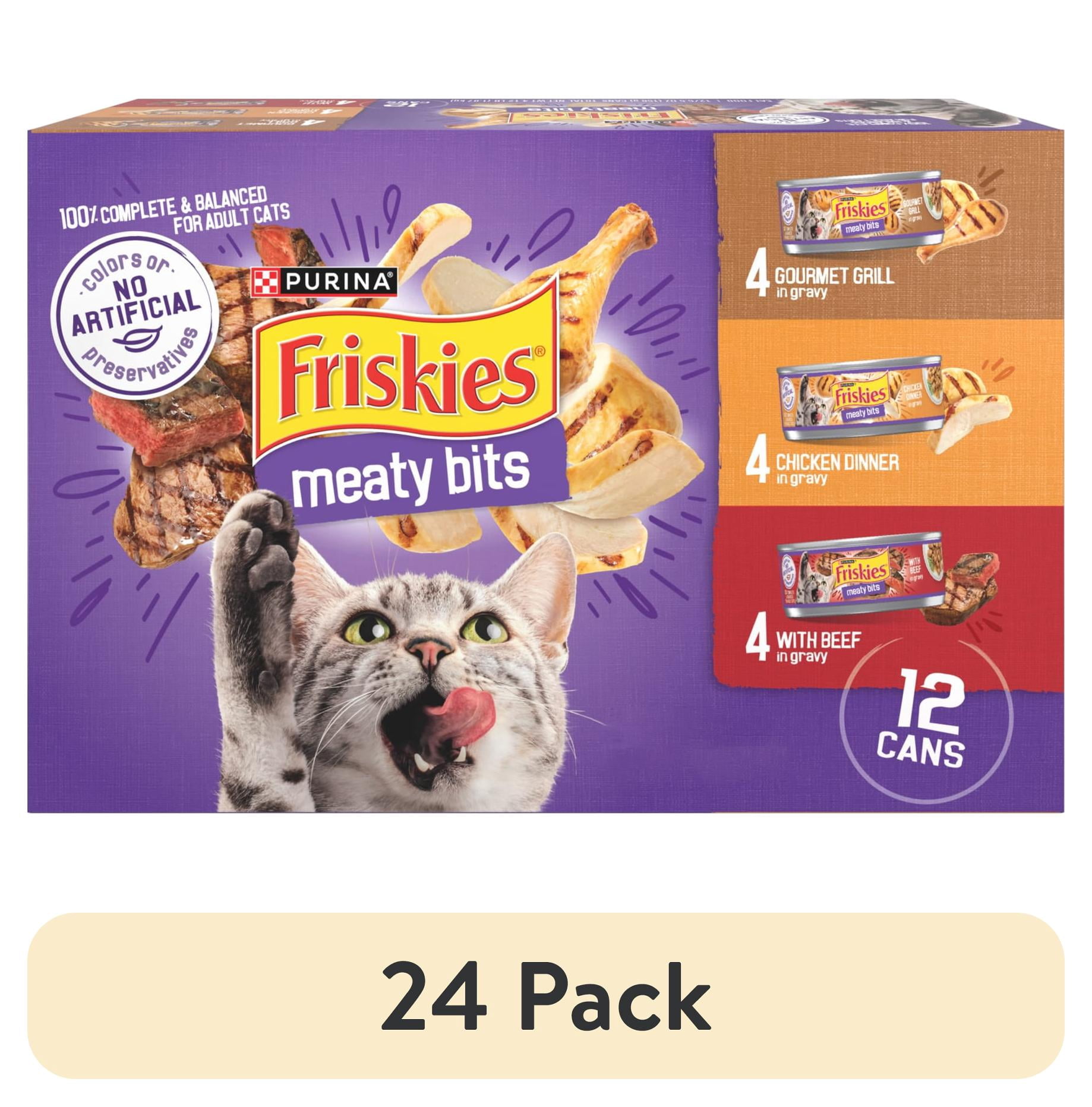 (24 pack) Purina Friskies Gourmet Grill, Chicken Dinner, & Beef Meaty Bits Wet Cat Food Variety Pack, 5.5 oz. Cans, 12 Pack
